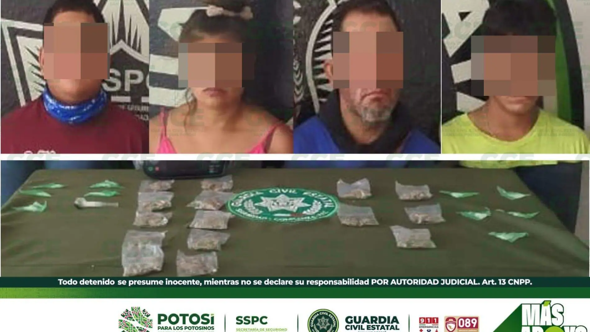 detenidos, drogas y ponchallantas